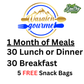 1 Month of Meals for 2 (30 Breakfast, 30 Entrees, 5 Snacks)