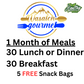 1 Month of Meals for 2 (30 Breakfast, 30 Entrees, 5 Snacks)