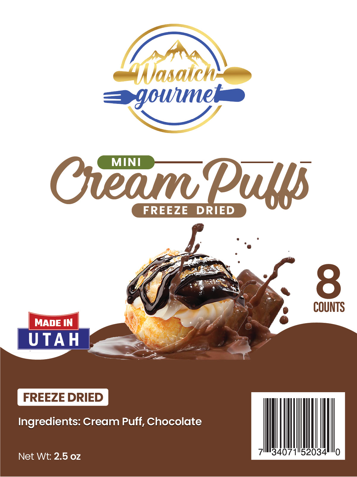 Freeze Dried Cream Puffs with Chocolate  - 4 pack (24 Cream Puffs)