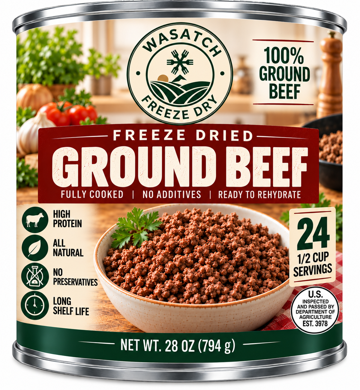 Freeze-Dried Ground Beef — 28 oz | 24 Servings