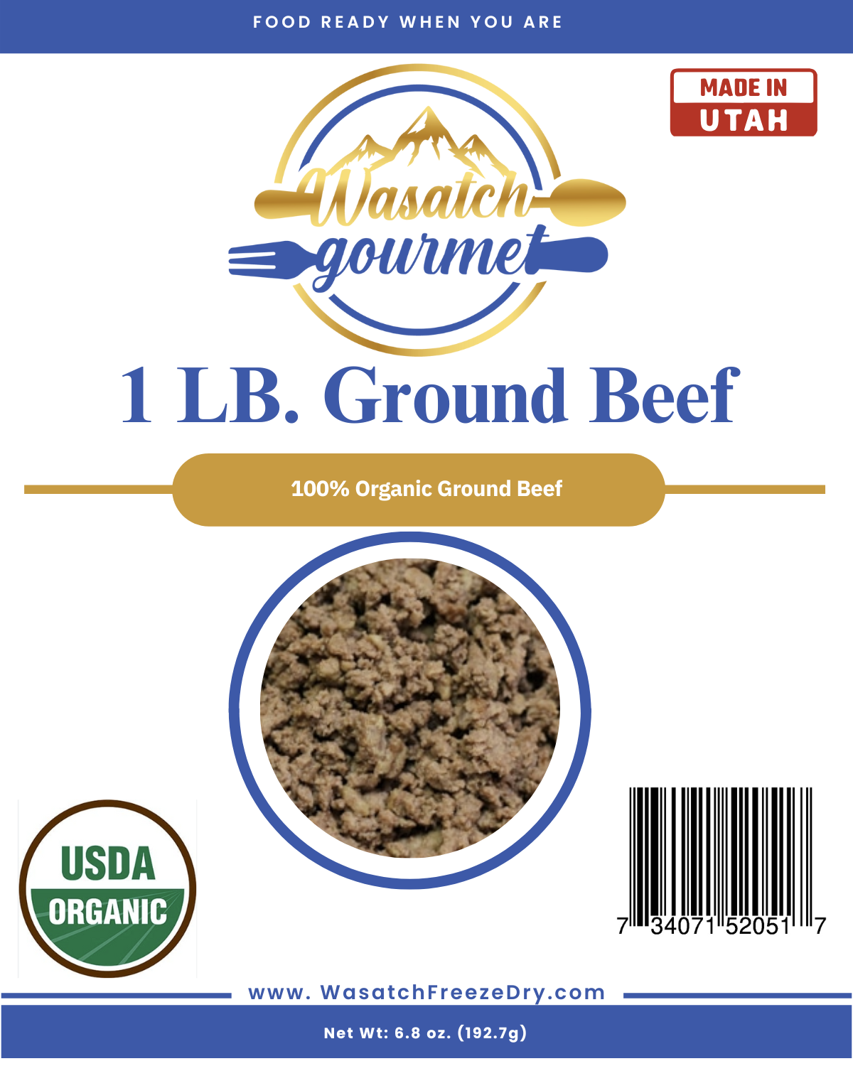 4 Lbs Premium Freeze Dried Ground Beef (Organic)