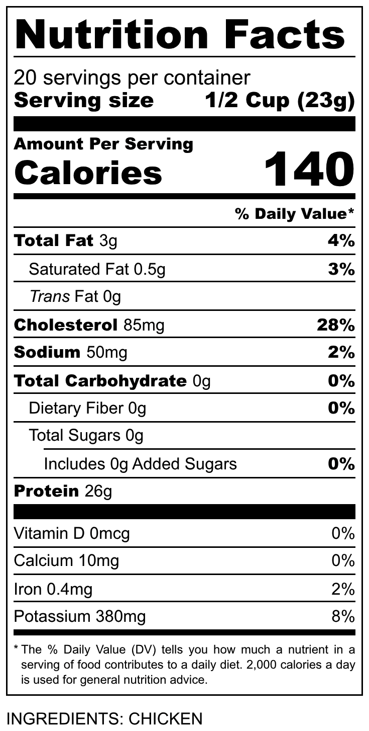 Freeze-Dried Diced Chicken Breast — 16 oz | 18 Servings